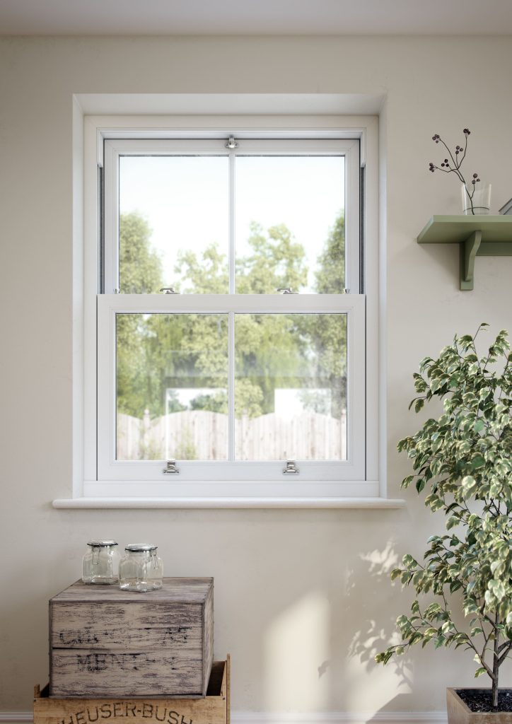 Interior of a quickslide sliding sash window